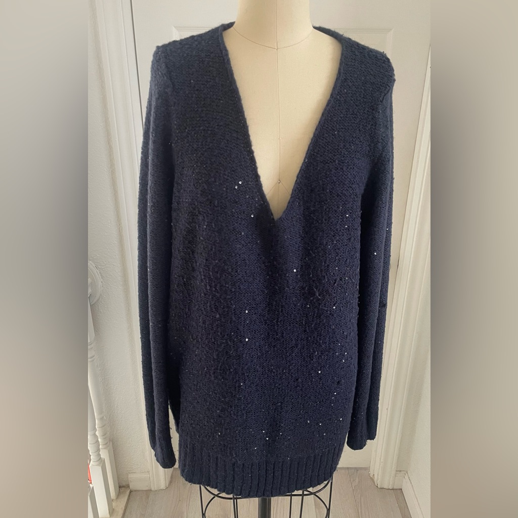 Navy With Sequin Thread Sweater